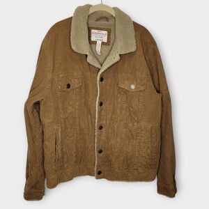 Vtg Y2K Mens Aeropostale Corduroy Sherpa Lined Trucker Jacket L Brown